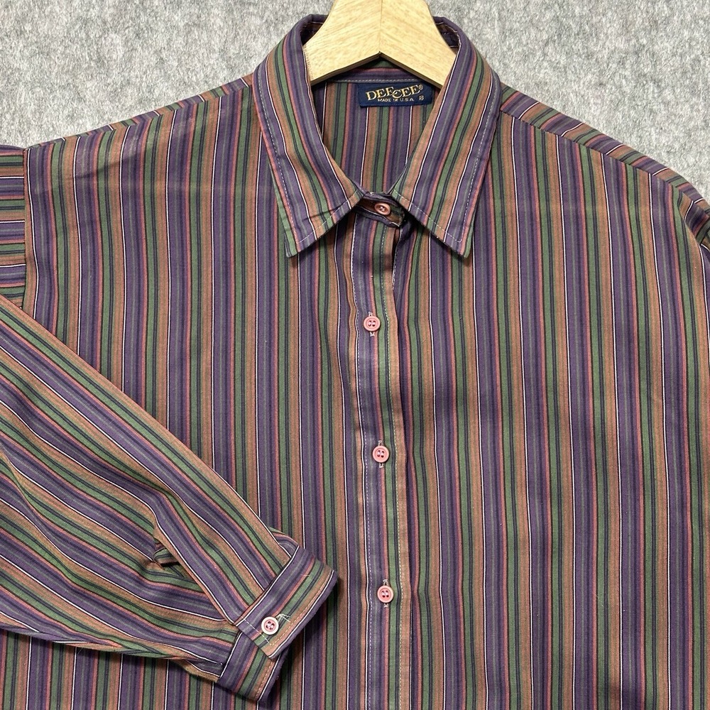 Vintage Dee Cee Vertical Stripe Western Long Sleeve Button Up Shirt USA Sz 18